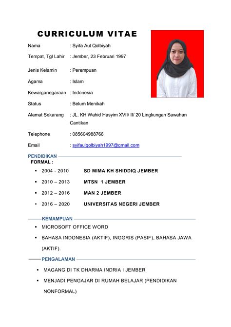 Contoh Daftar Riwayat Hidup Menarik