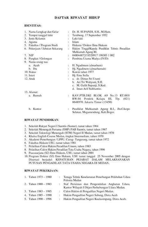 Contoh Struktur Daftar Riwayat Hidup