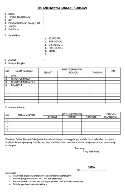 Cara Membuat Daftar Riwayat Jabatan PNS