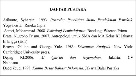 Bentuk dan Struktur Daftar Pustaka