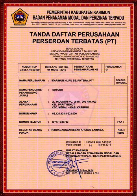 Kepentingan Tanda Daftar Perusahaan